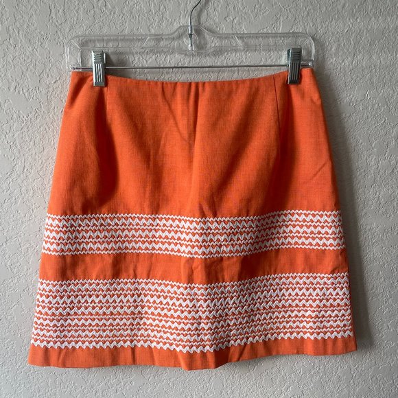 Vintage Dresses & Skirts - Creamsicle Dreamsicle Mini Skirt w Back Pocket & Rick Rack Trim 60s/70s